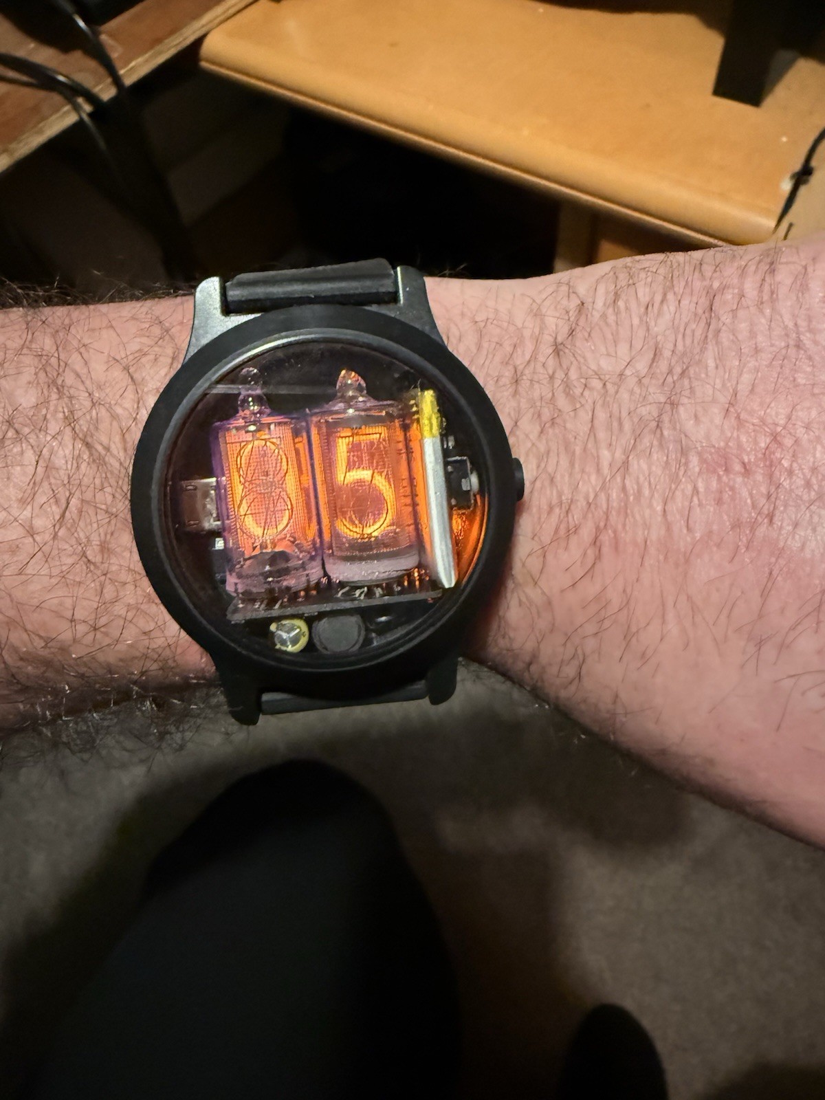 Unique Nixie Tube Wrist Watch Handmade 3D Printed Case Magnetic Charging