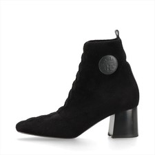 Stivali corti Hermès Volver pelle x tessuto 40 donna nero logo maglia ha fuzz