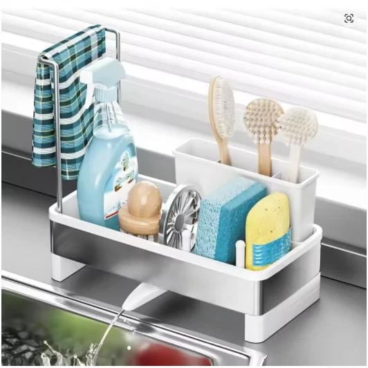 Estante de esponja de acero inoxidable con drenaje multifuncional cocina y baño carrito Foto 2 de 4