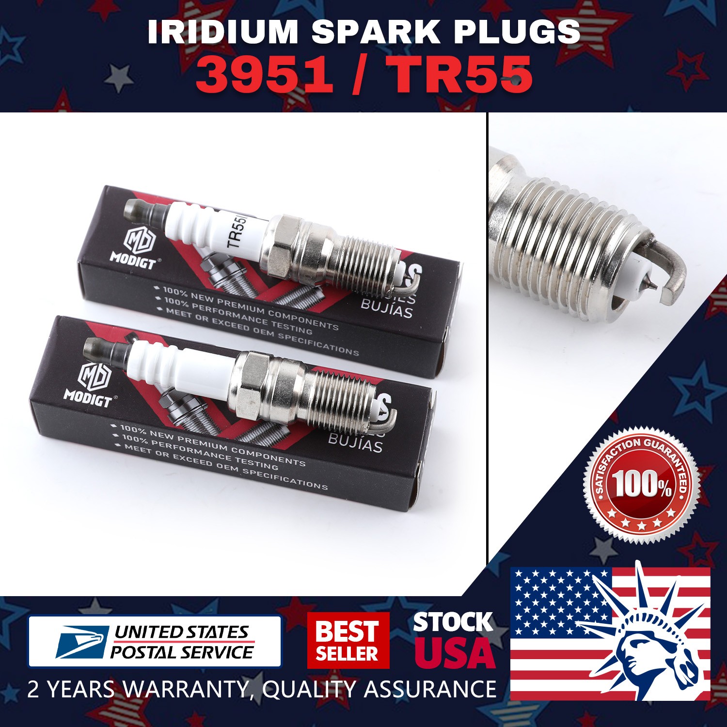 6 Plugs FOR NGK Spark Plugs TR55 3951 For Ford - Chevrolet - Cadillac - Buick