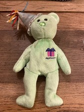 August The Birthday Bear Vintage Ty Beanie Babies Plush Soft Toy