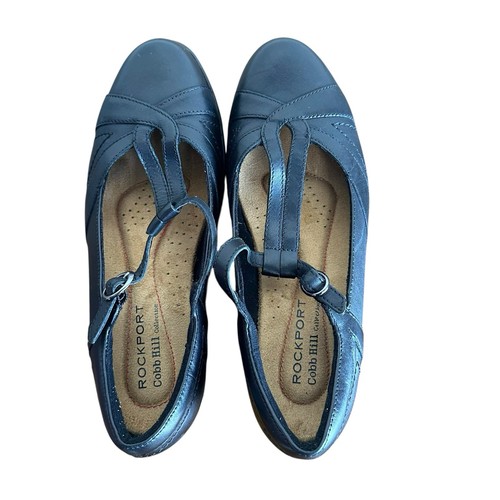 Rockport Cobb Hill Brynn elegante schwarze hochhackige Damen-Lederschuhe mit T-Riemen Größe 8 - Bild 6 von 10