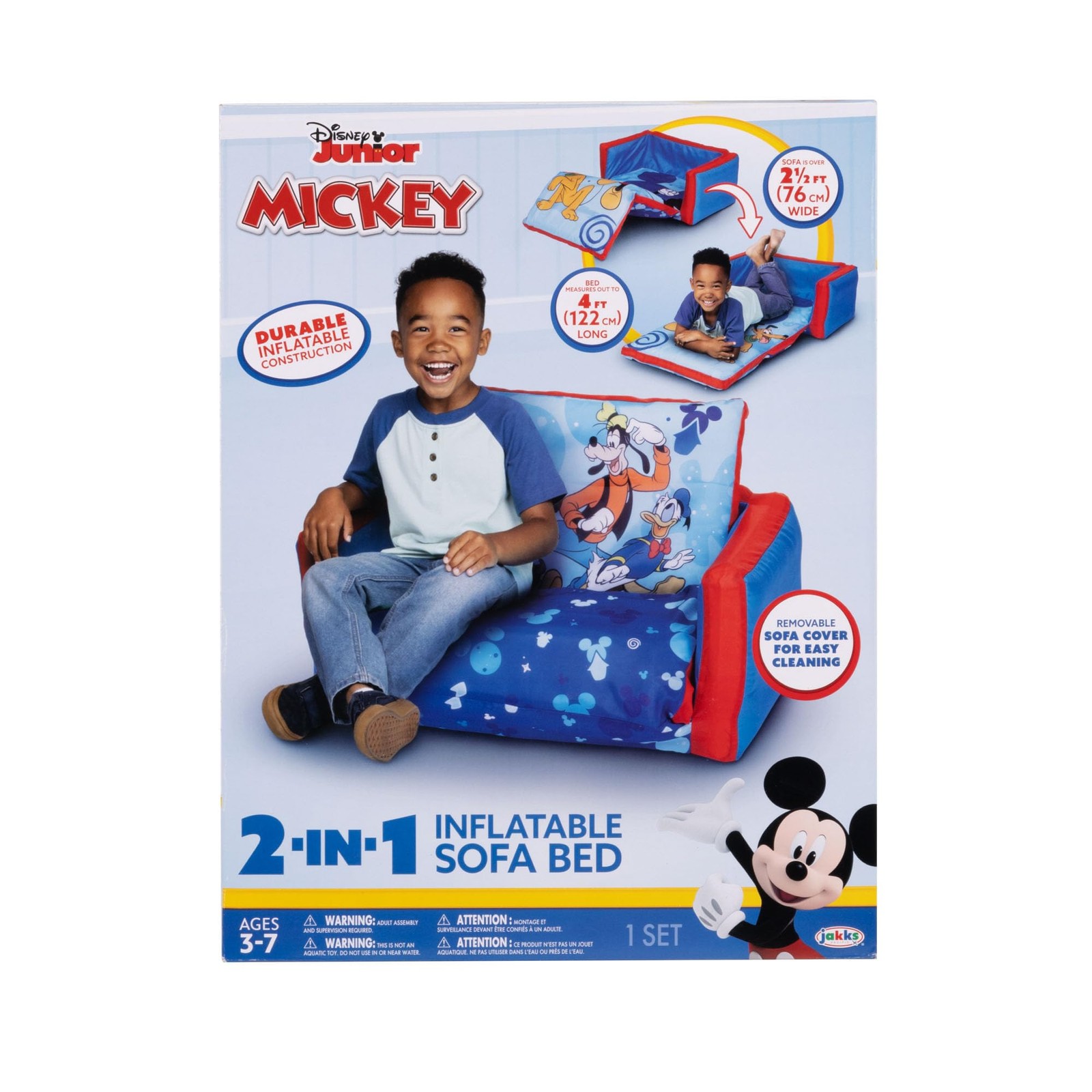 Kids Sofa Bed, Children's 2-in-1 Flip Open Inflatable Comfy Couch to Lounger,...