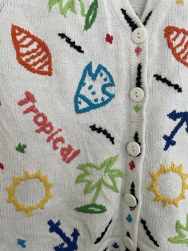 Vintage Design Options Philip Jane Gordon White Embroidered Sweater Vest S - Picture 3 of 6
