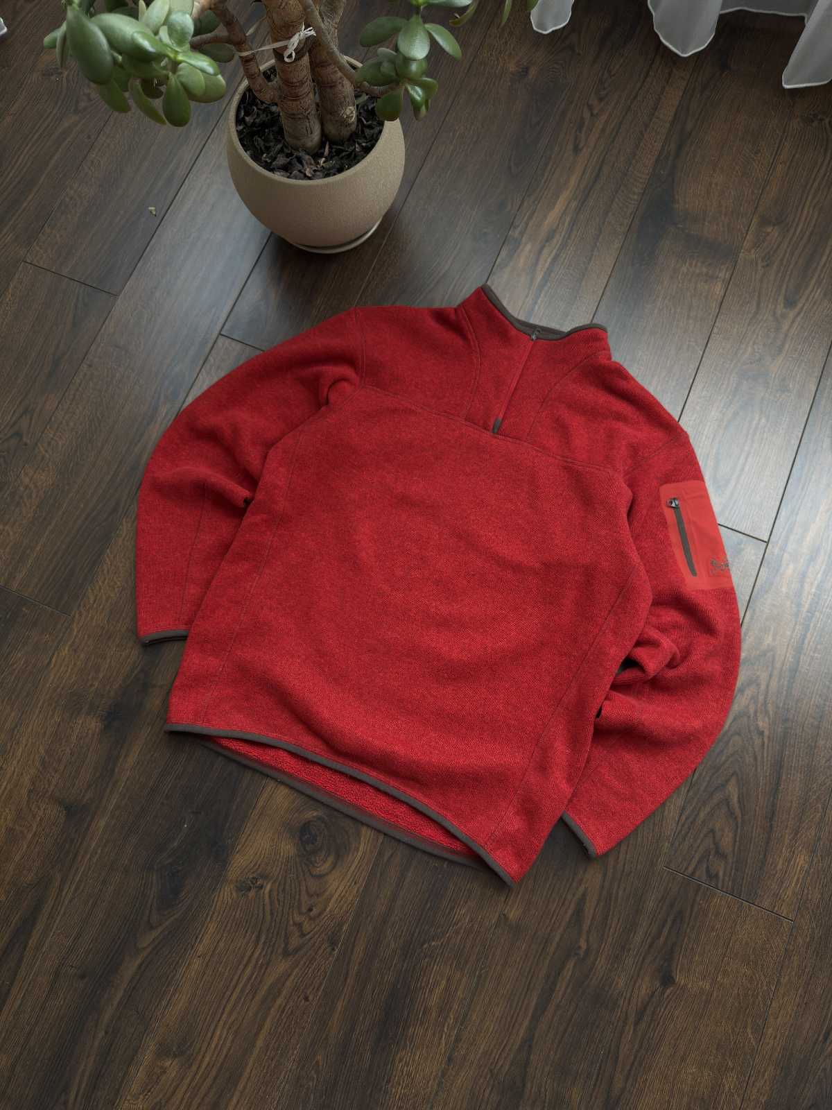 ARC'TERYX Giacca in Pile Rosso Maglione 1 4 Zip Made in Canada