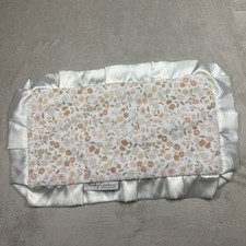 Minky Couture Floral White Satin Pleated Trim Soft Cozy Mini Security Blanket