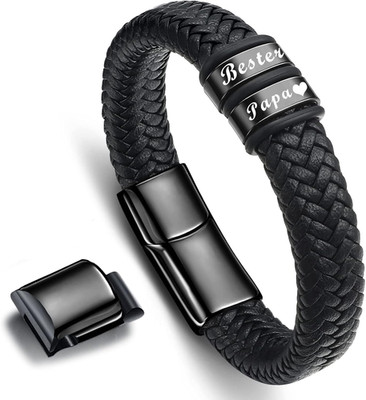Lederarmband Vatertagsgeschenk für Papa mit Gravur Bester Papa Geschenk