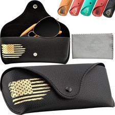 Leather Glasses Case - Slim Glasses Case for Men and Women - Portable Sunglas...