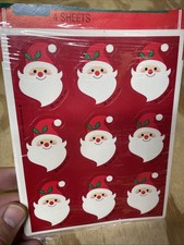 NEW 1986 Vintage 3 Sheets Stickers - Hallmark - Christmas - Santa Faces