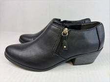 Dr Scholls Boots Womens 8.5 M Ankle Booties Black Pull On With Side Zip NIB