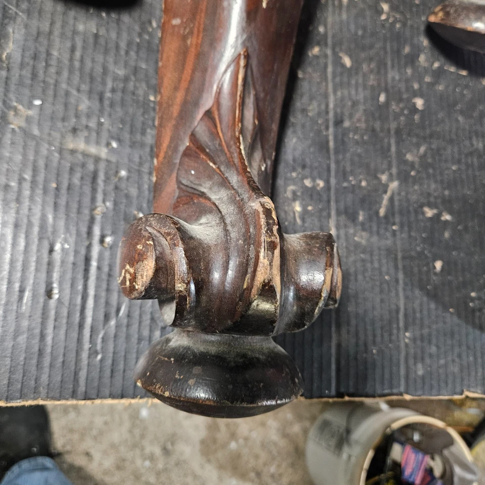 Set of 4 , 23" Tall Antique Ornate Carved Wood Piano Melodeon Table Legs - Image 2 of 4