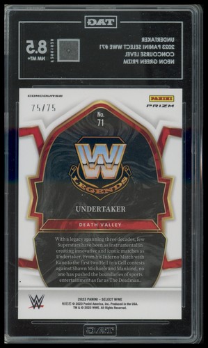 2023 Panini Select WWE #71 Undertaker Neon Green Prizms TAG 8.5 #/75 - Picture 2 of 2