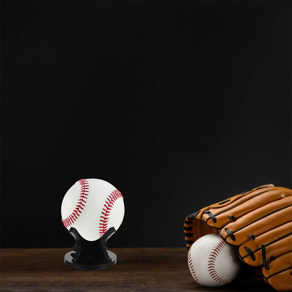 4Pcs Acrylic Baseball Display Holder Black Mini Sphere Stand - thumbnail 2
