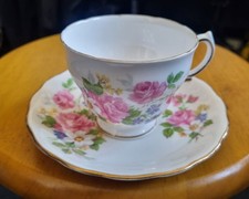 VINTAGE  ROYAL VALE CUP AND SAUCER, BONE CHINA, PINK ROSE