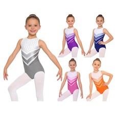 Kids Girls Bodysuit Breathable Jumpsuit Ice Skating Leotard Sparkly Dancewear