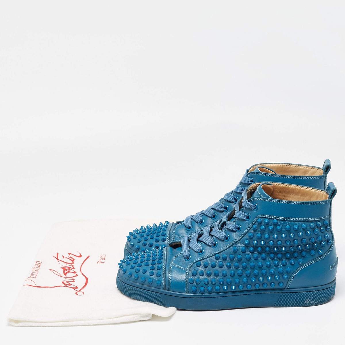 Christian Louboutin Louis Spikes Size 41 Blue Leather High 