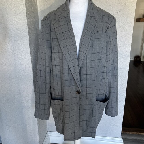 Neu mit Etikett A New Day langer Blazer mit Fensterscheibe schwarz und grau mit einem Knopf XXL - Bild 2 von 11