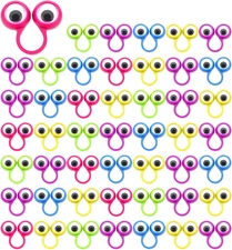 48 Pcs Eye Finger Puppets Toys Set Eyeball Rings Eye on Rings for Kids Googly Wi