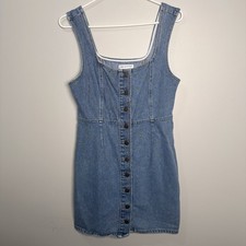 Urban Outfitters mini Dress Size 8 Denim Button Up Sleeveless y2k 100 Cotton