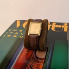 Vintage Seiko Tank Watch Mens 28mm Gold Tone Rectangle 7N29-5A50. New Battery
