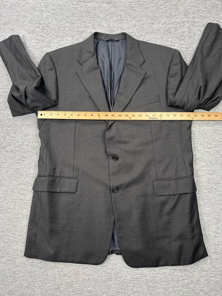 Loro Piana Hickey Freeman Suit Jacket Mens 44R Gray Wool Tasmanian Super 120s - Image 4 of 4
