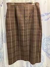 NWT Sag Harbor Washable Brown Long Straight Plaid Skirt 16W