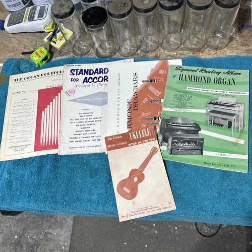 Vintage Music books for an organ, accordion, ukulele