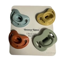 Tommee Tippee Ultralight StayPut Pacifiers 4 Pack 0-6m Blue Yellow Rust Green