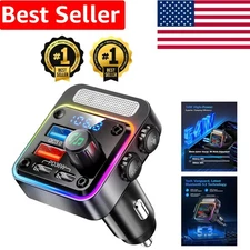 54W High Power Car Adapter Charger with Bluetooth 5.3 & Colorful LED Effects