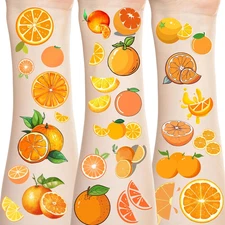 300 Little Orange Cutie Themed Tattoos Temporary Stickers Tangerine Theme Clemen