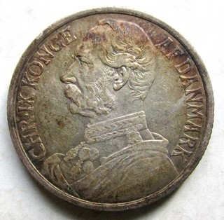 1905 Indias Occidentales Danesas 2 francos de plata (40 centavos) RARO