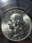 1951-D  25C WASHINGTON SILVER QUARTER, NGC graded MS65, purple core