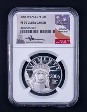 2006-W American Platinum Eagle $100 NGC PF70 Ultra Cameo Mercanti Signed REB001