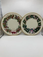 Vtg Lenox 1991 1992 Colonial Christmas Wreaths Plate North Carolina Set of 2