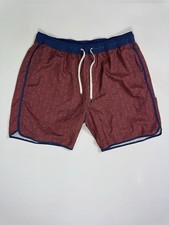Fair Harbor Swim Trunks Men's 2XL Lined Shorts 8  Vacation Red Blue Geometric