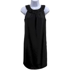 Kensie Womens XS Sleeveless Shift Dress Ruffle High Neck Pockets Black NWT