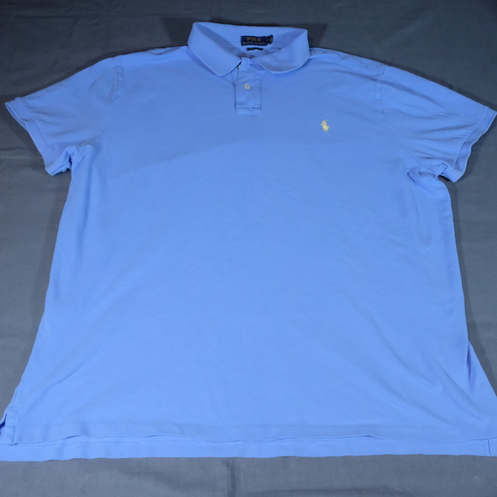 Polo Ralph Lauren Shirt Mens XXL Blue Custom Slim Fit Yellow Pony Pique Preppy thumbnail 3