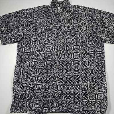 Vintage Far Away Geometric Kaleidoscope Print Button-Up Shirt Men's Large 90's 