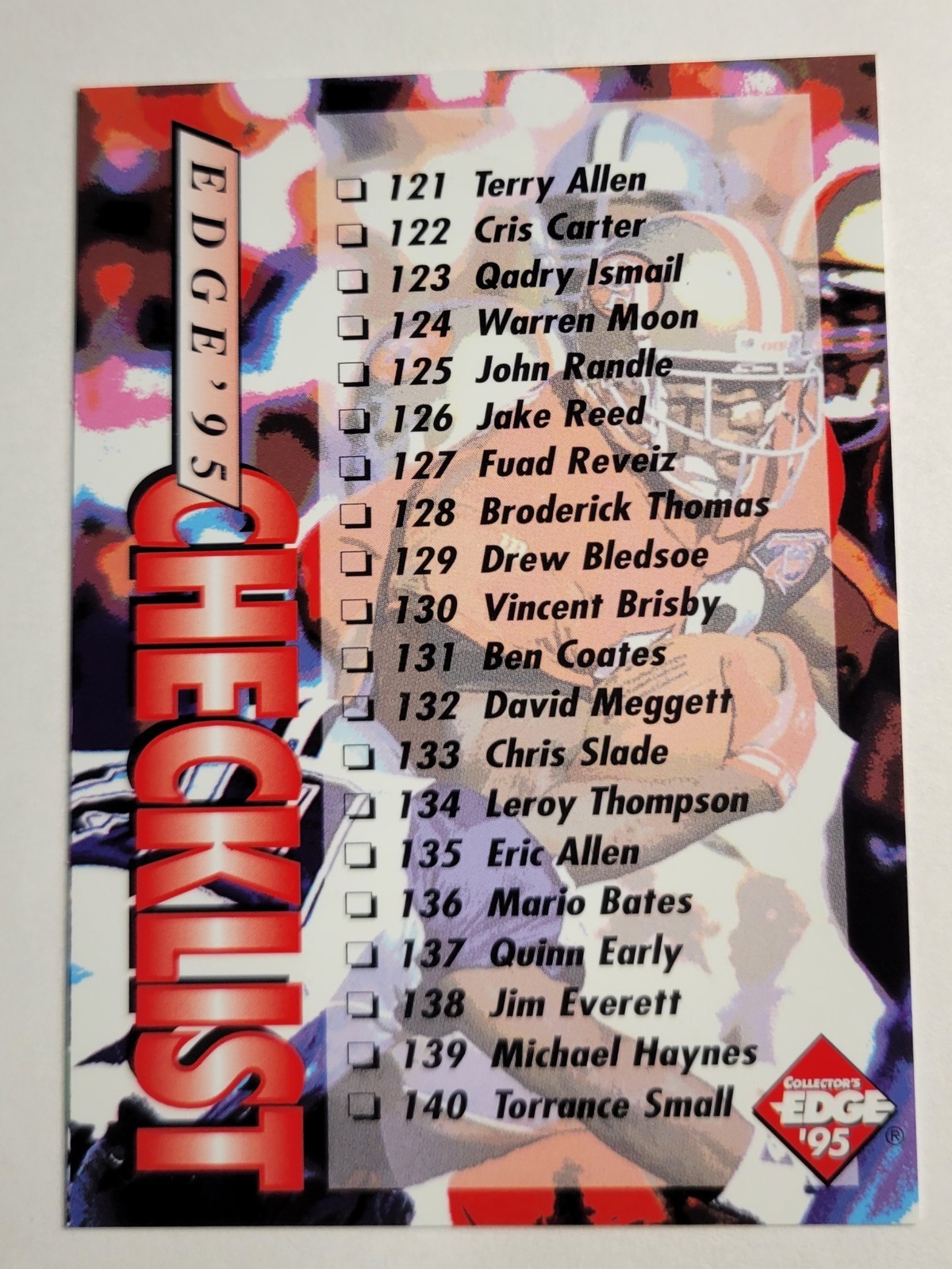 1995 Card #204 Checklist (121-160) Nitro 22K Collectors Edge Vintage NFL