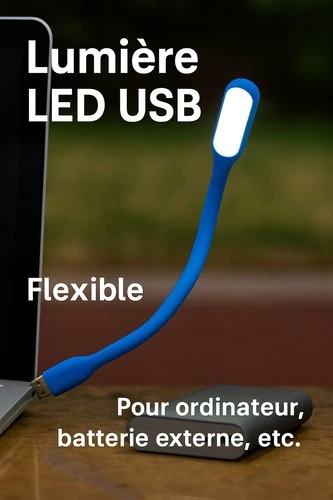 Lampe LED USB flexible portable pour ordinateur, batterie externe, lecture 5V
