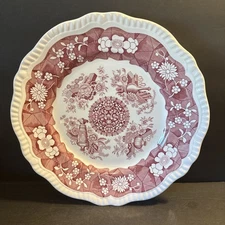 VTG Spode Trophies Red 10⅞" Dinner Plate Archive Collection Regency Series EUC
