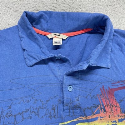Mavi Polo Shirt Mens Large Blue Graphic Print Short Sleeve Cotton