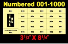 1000 Chinese Auction Tickets 25 Bid Numbers - Numbered 001-1000 -Made in USA