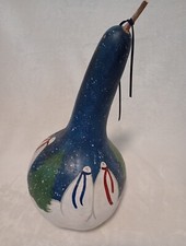 Large Gourd Artisan Hand Painted Christmas Snowman Winter Scene