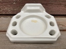 VTG WHITE Porcelain Wall Mount TOOTHBRUSH Holder  Cup Holder Bathroom