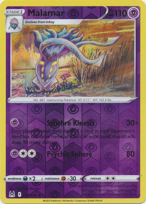 Reverse Holo Malamar 078/196 Lost Origin Rare Pokemon TCG