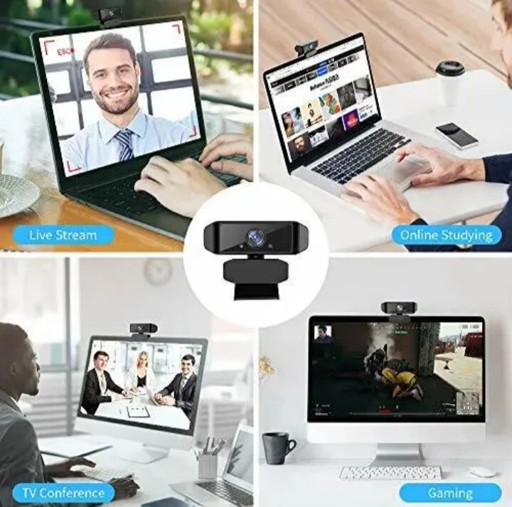 HD Webcam 1080P Camera with Microphone for Desktop Computer PC Black - Image 4 of 4
