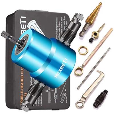 REXBETI Double Head Sheet Nibbler Metal Cutter, Quality Nibbler Drill 
