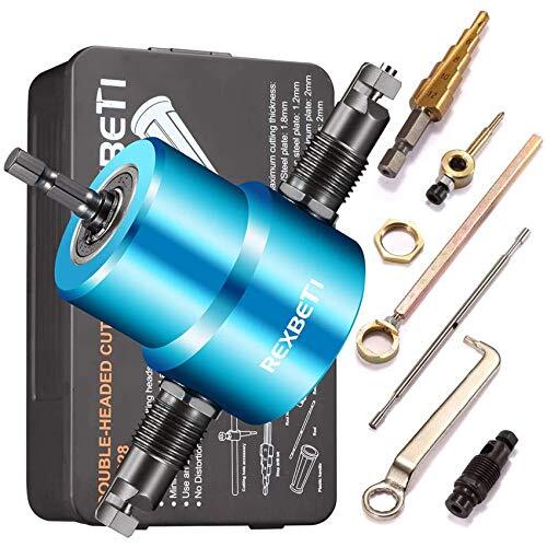 REXBETI Double Head Sheet Nibbler Metal Cutter, Quality Nibbler Drill 