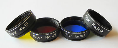 Set Mit 4 Superior Qualität Gelb Rot Blau Grün 3.2cm Filter für Teleskop Verkauf